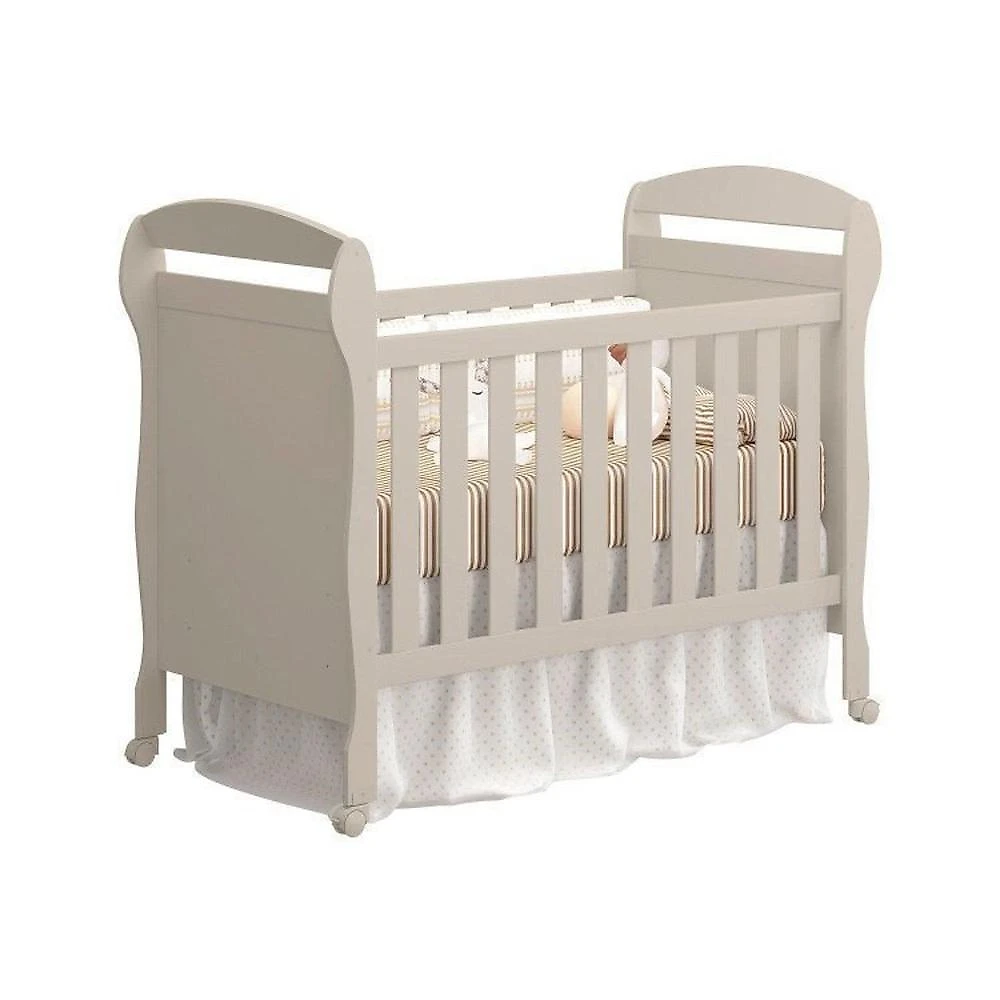 Quarto Completo Danny para Bebê 100% MDF com Cômoda Sapateira e Berço 2 em 1 Areia