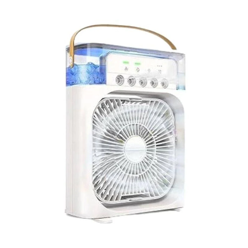 Kit 02 Ventilador Portátil Climatizador Branco Led 07 Cores Mini Ar Climatizador 5V