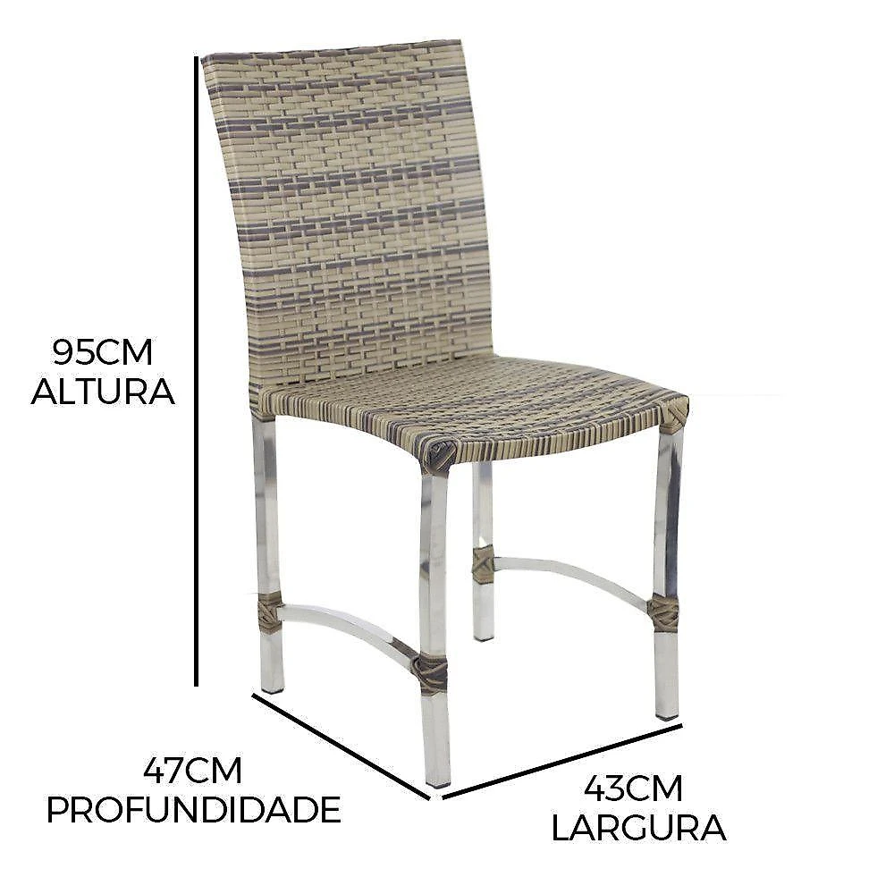 Cadeira De Alumínio Para Mesa De Jantar Trama Original Capuccino