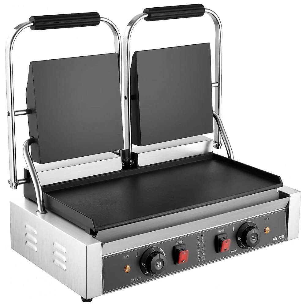 Grill de Panini Comercial VEVOR 3600W Chapa Plana Esmaltada Controle de Temperatura 110V