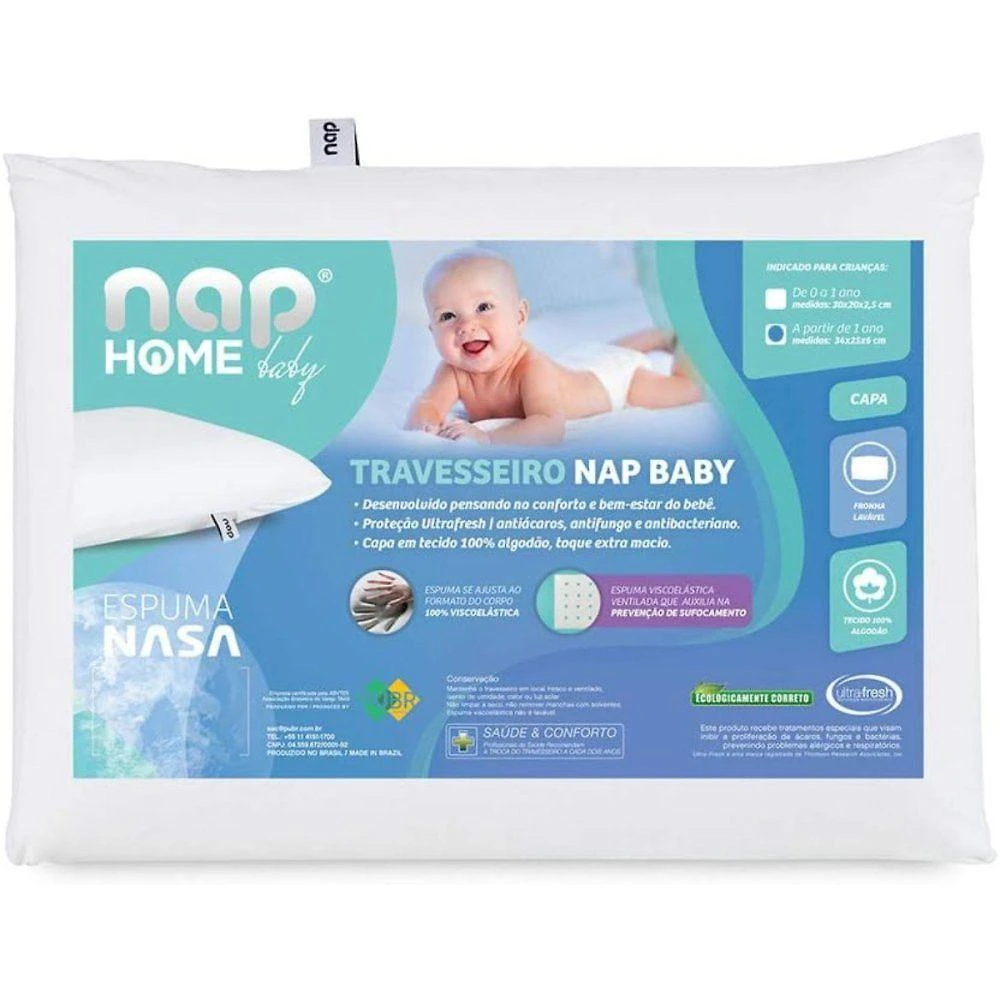 Travesseiro Infantil Home Baby NASA Viscoelástica Anti-Sufocante Branco Baby Home