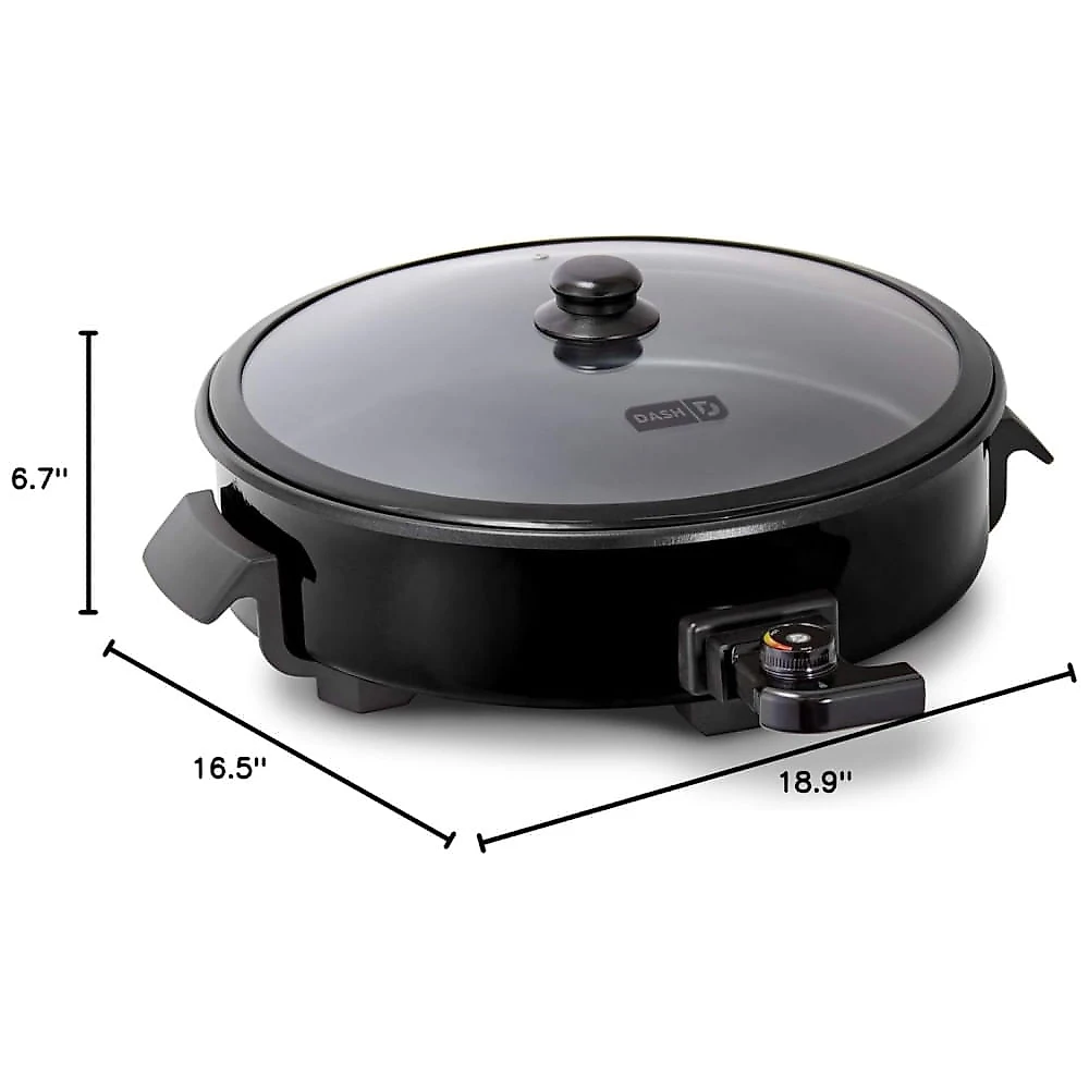 Frigideira Elétrica Dash Família Grande com Superfície Antiaderente de 35,56 cm e Livro de Receitas para Pizza, Hambúrgueres, Cookies, Fajitas, Café