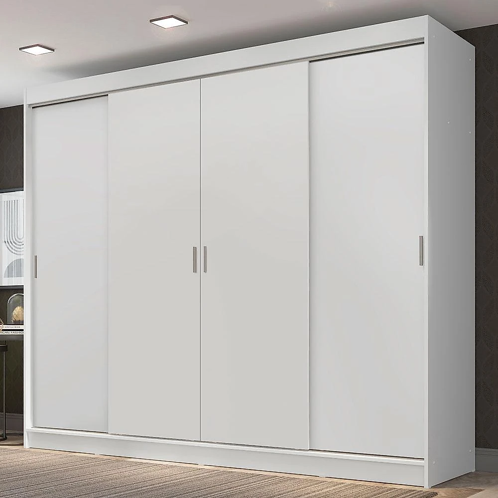 Guarda-roupa casal madesa austin 4 portas de correr 3 gavetas - branco