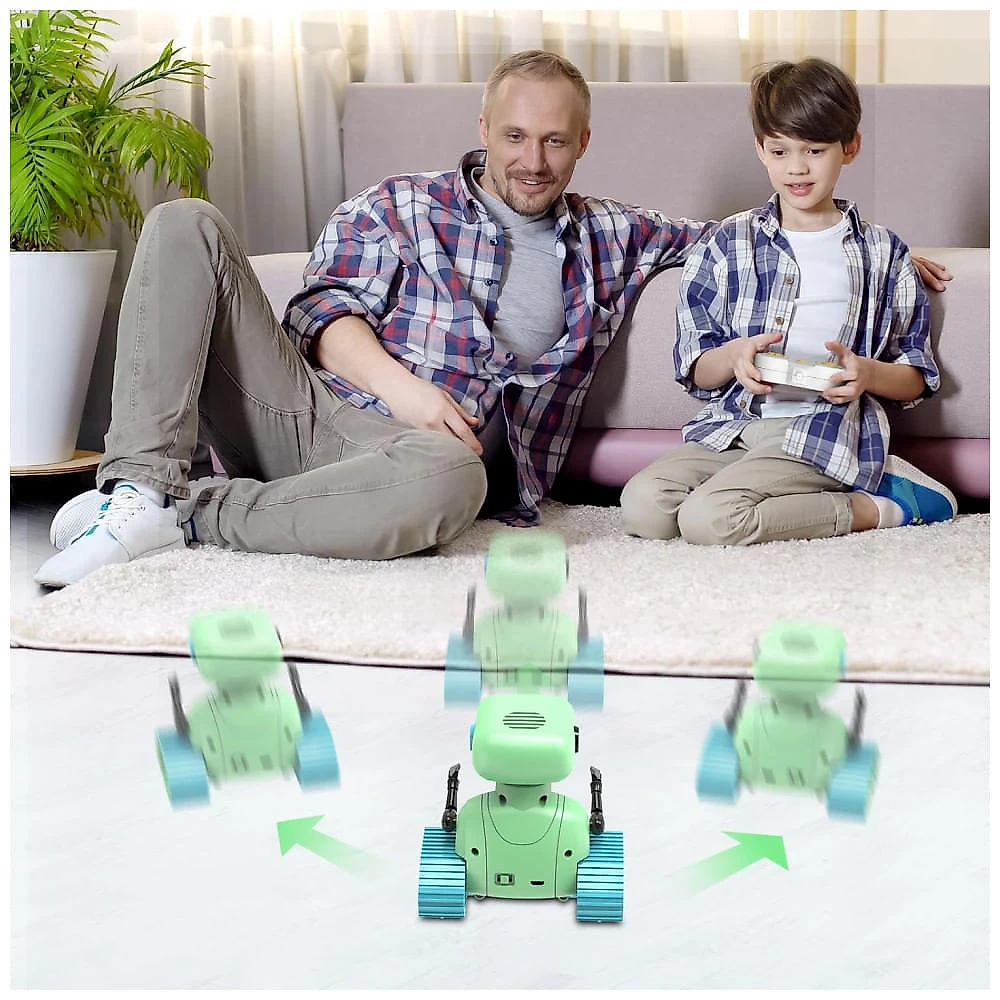 Robô ALLCELE Recarregável, Controle Remoto com Música e Olhos LED, Ideal para Meninos, Presente Perfeito para Crianças. Cores Verde e Azul.