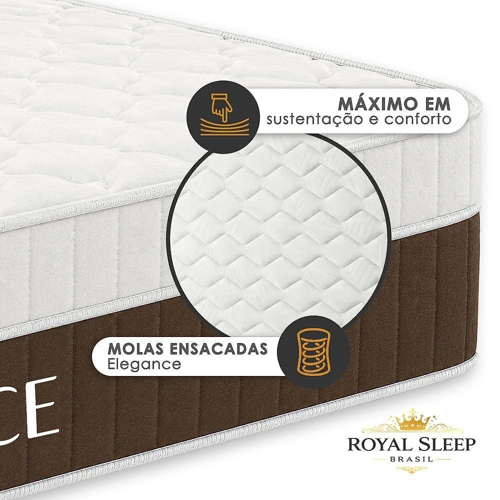 Cama Box Solteiro Elegance com Colchão Molas Ensacadas Suede Cinza Royal