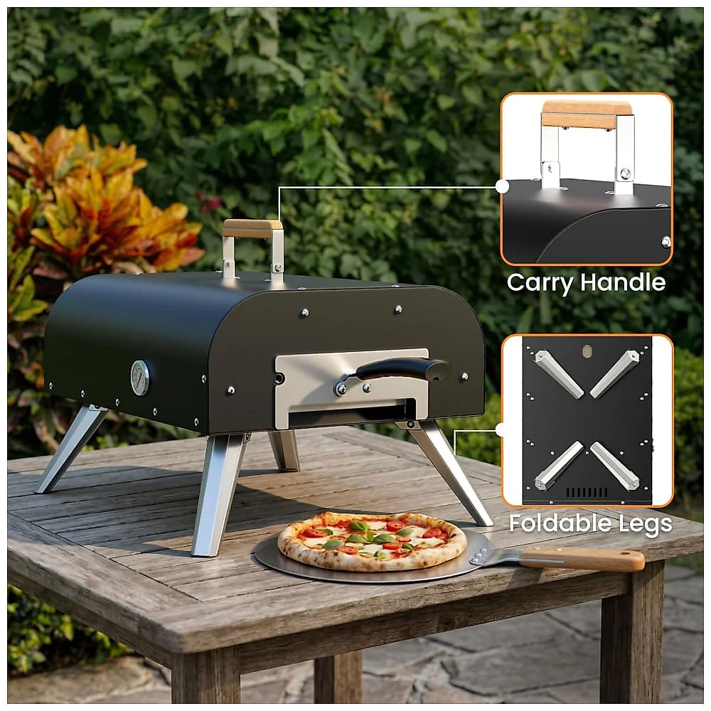 Forno de Pizza WOOCIT SM-W2512 30 cm Multicombustível Externo Pedra Refratária Alta Temperatura 382°C Portátil