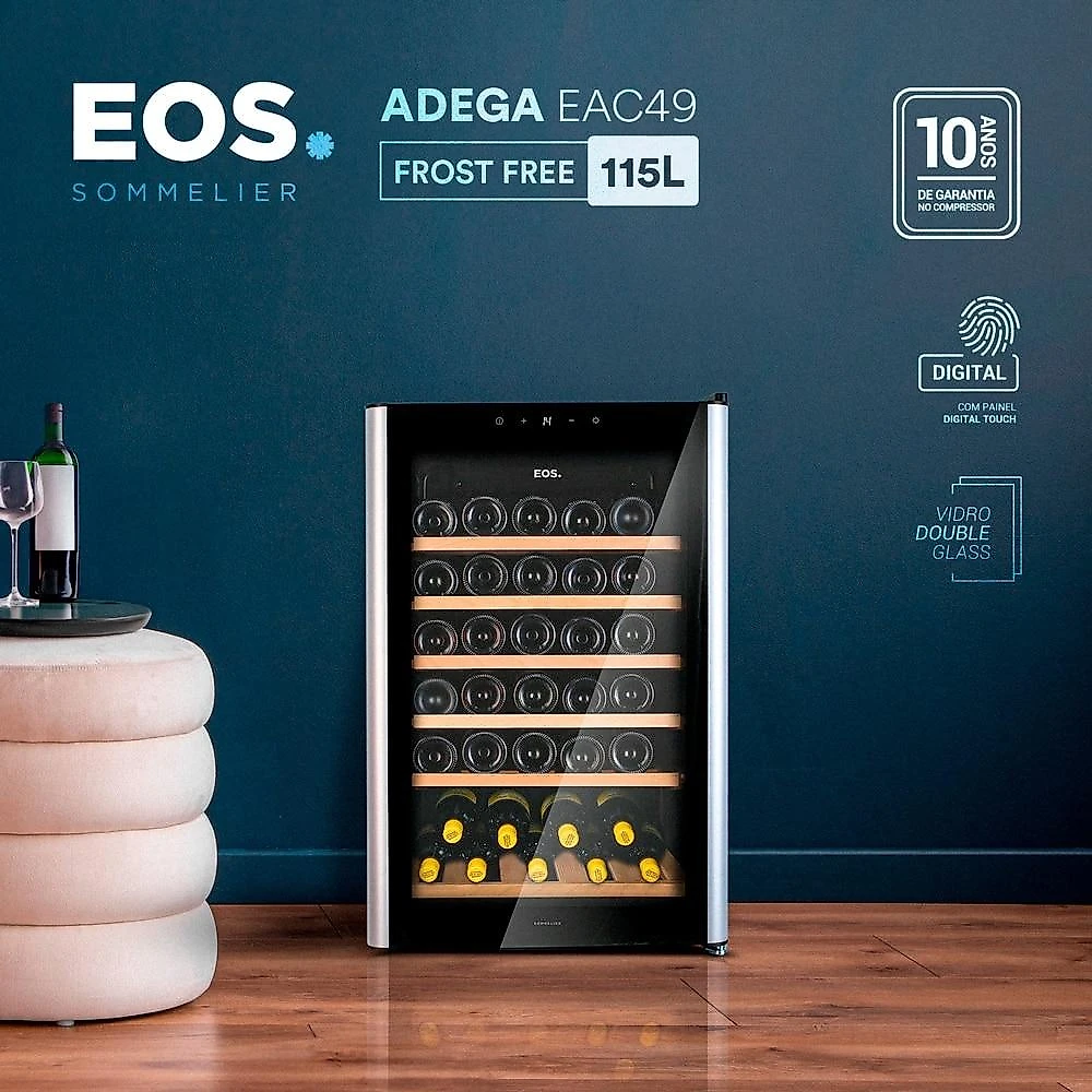 Kit EOS Beer & Wine: Cervejeira EOS Bierhaus 115 Litros Frost Free com Compressor ECE131 220V + Adega Climatizada 49 Garrafas EOS Sommelier com Pai...