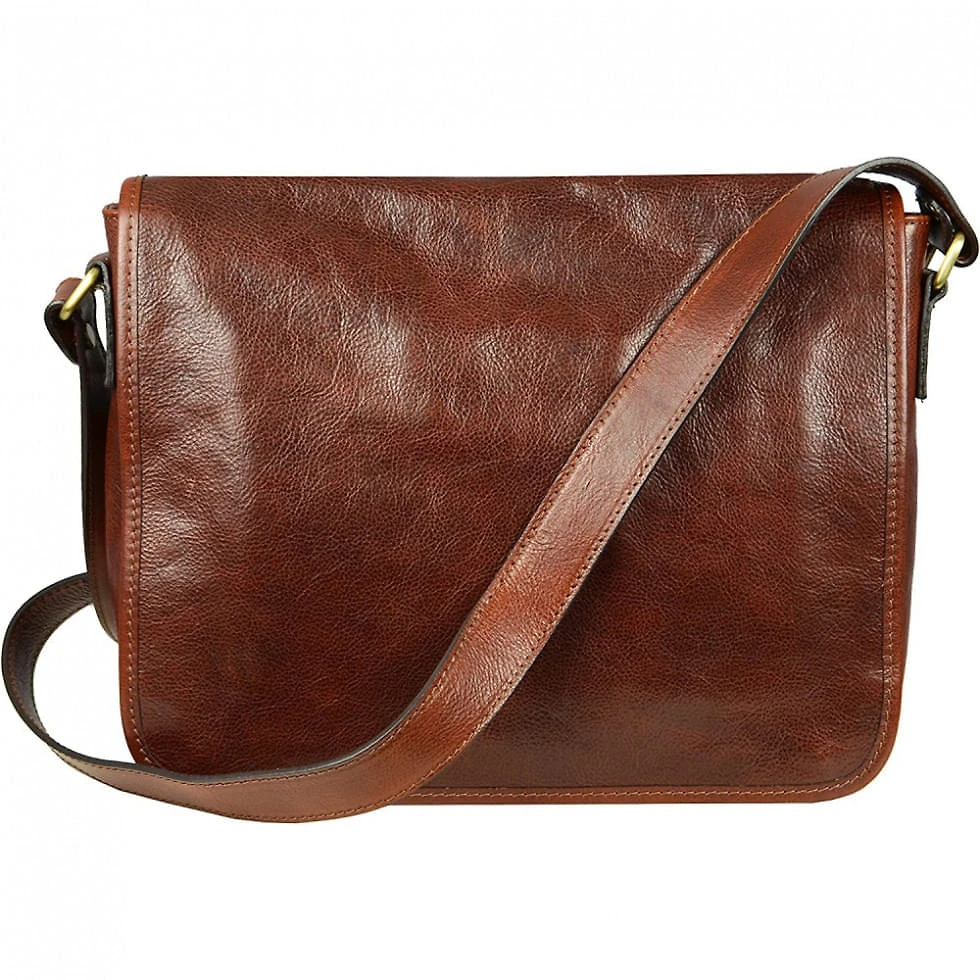 Bolsa Maleta Time Resistance de Couro Masculina para Laptop , Marrom
