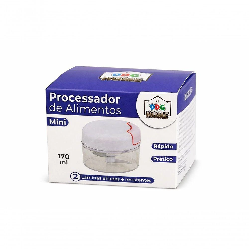 Mini Processador de Alimentos Manual DDG1130 2 Lâminas Plástico e Metal Corda Retrátil Home Design
