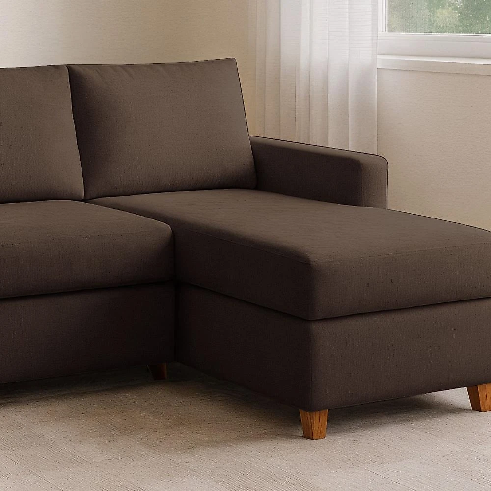 Sofá 3 Lugares com Chaise Moov Yescasa Marrom