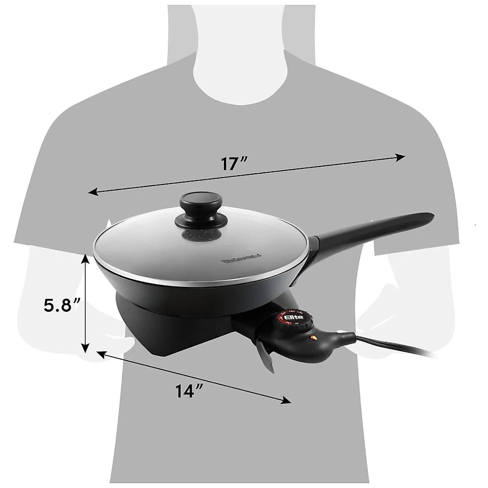 Panela Elite Gourmet EG6207 26,67 cm Antiaderente 2 litros, Bico de Despejo, Segura Lava-Louças, Panela Elétrica c/ Tampa