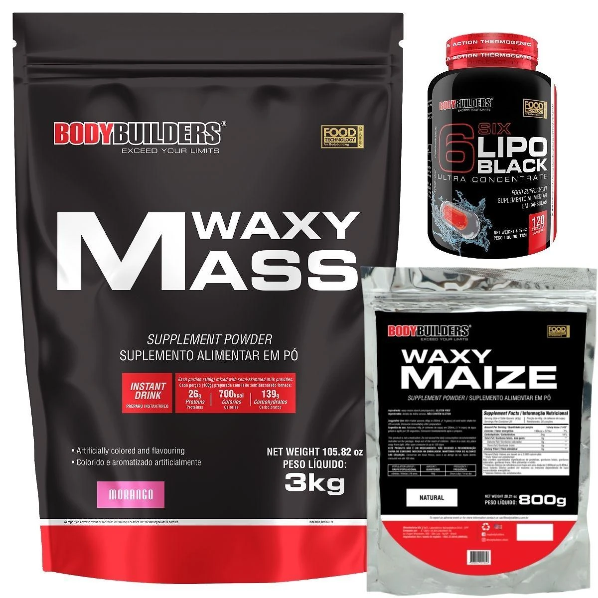 Miniatura Kit Hipercalórico Waxy Mass 3Kg+ Waxy Maize 800G Natural