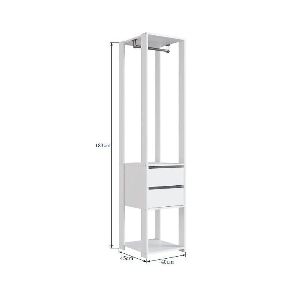 Guarda Roupa Closet 3 Peças com 3 Cabideiros 4 Gavetas 2 Nichos Easy Prodecor Branco