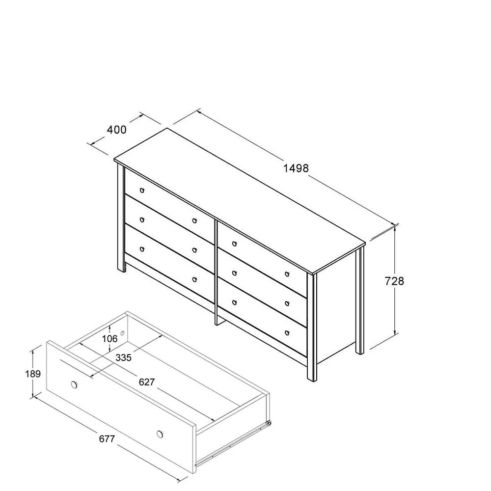 Miniatura Cômoda 6 Gavetas DM-221 Ditália Móveis Branco