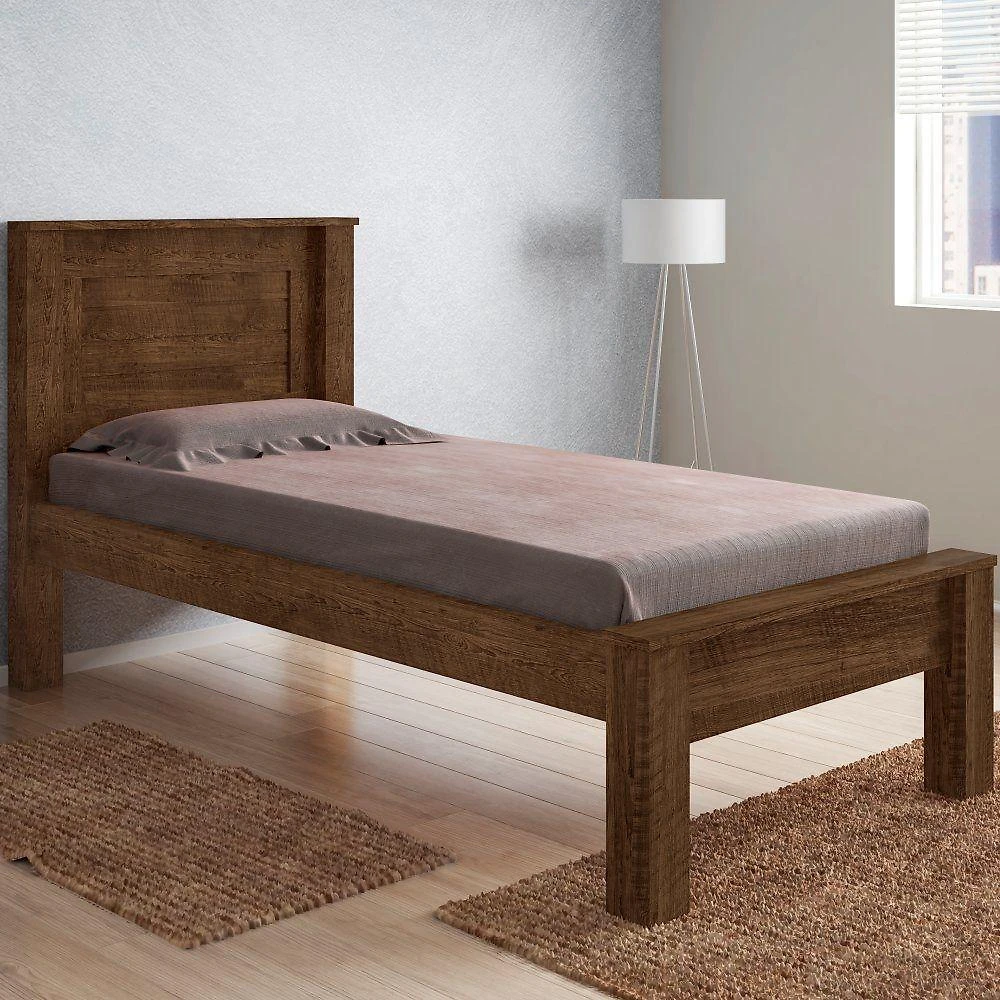 Cama Solteiro Roma Malbec Com Colchão
