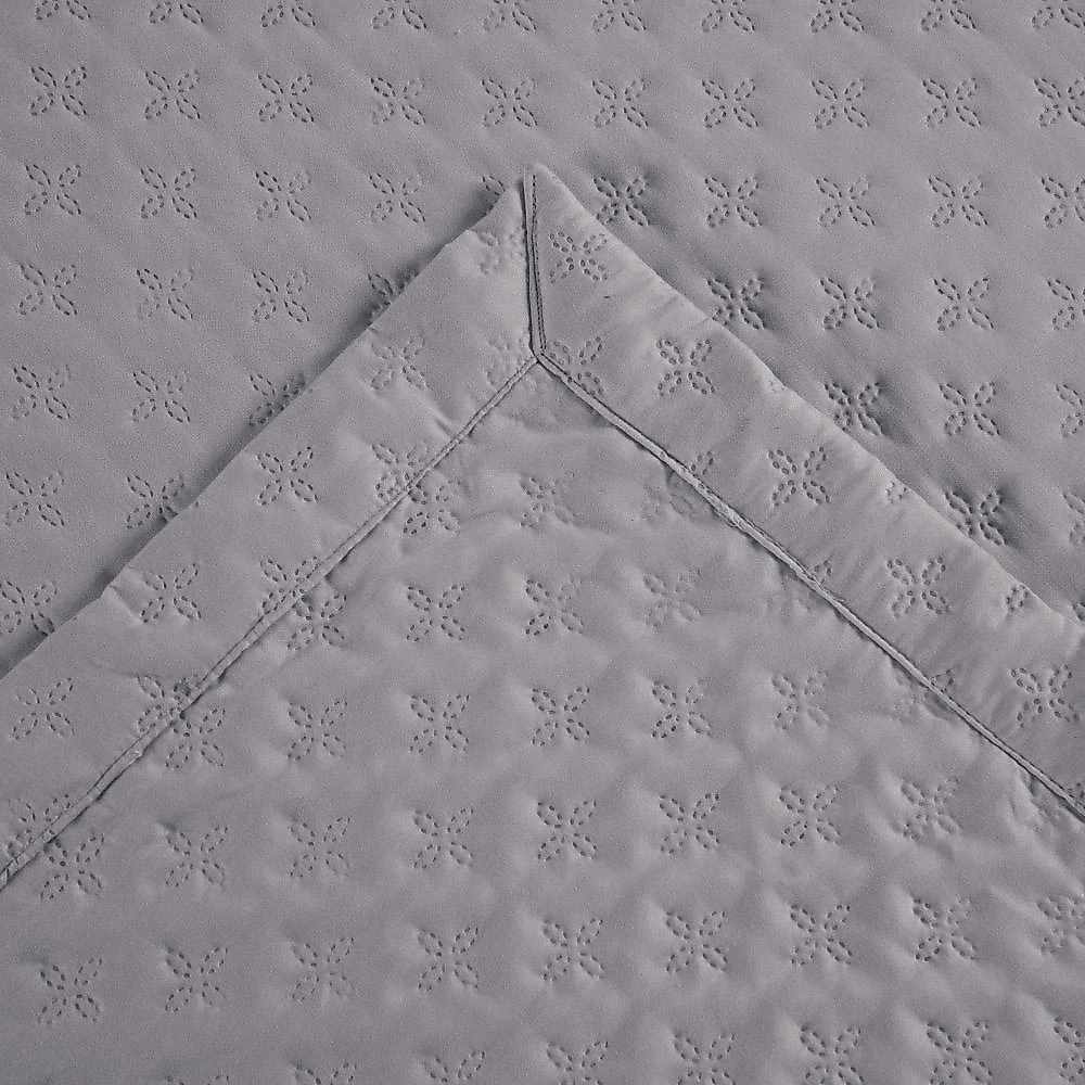 Kit cobre leito colcha atualle solteiro dupla face microfibra 2 peças - cinza