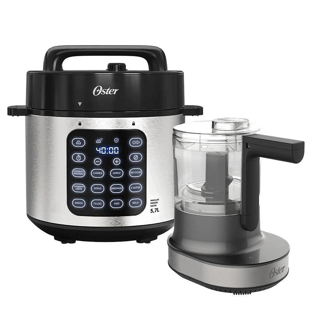 Kit Panela De Pressão Elétrica E Processador De Alimentos Oster 110V