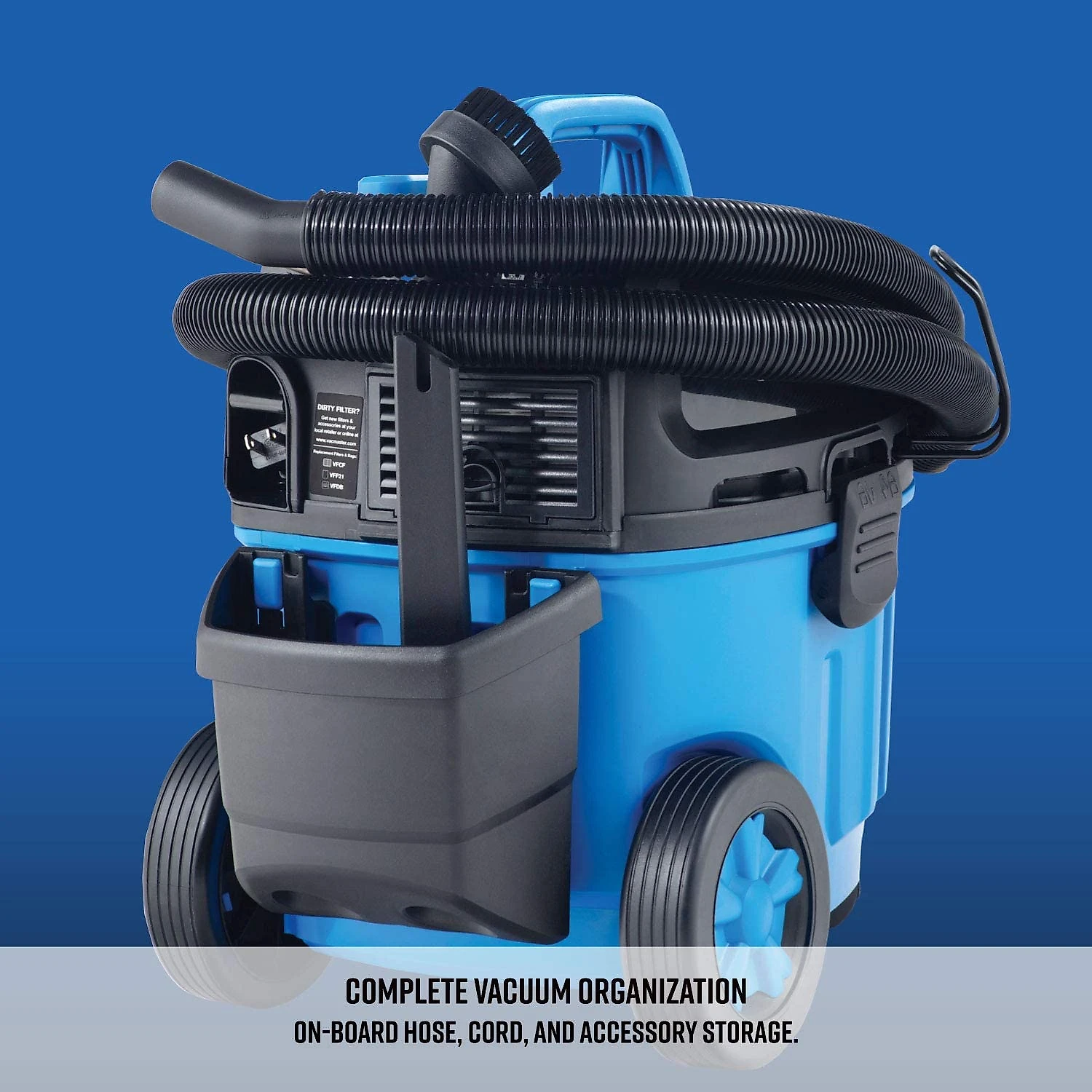 Vacmaster 4 Gallon 5 Peak HP with 2Stage Industrial Motor WetDry Floor Vacuum VF408 Blue