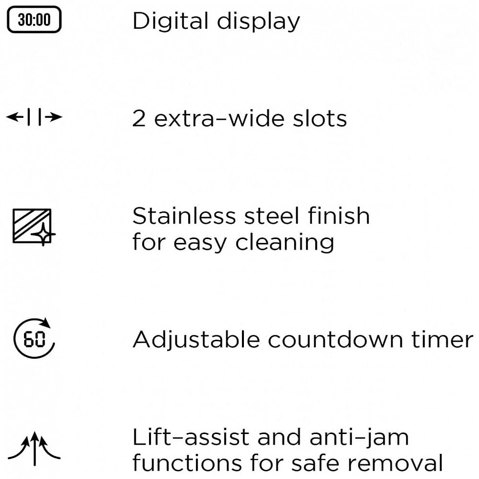Chefman Torradeira Elétrica 2 Fatias com 3 Funções e Cronometro 110V 850W Aço Inoxidável