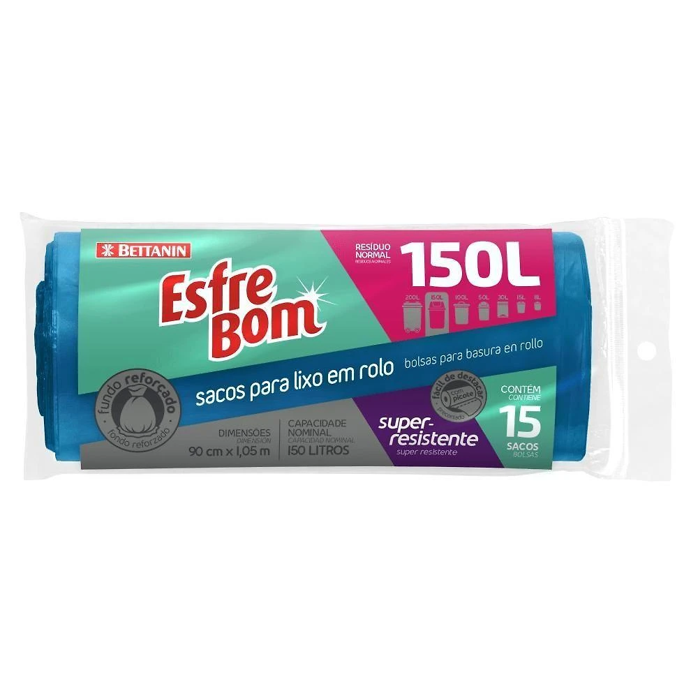 Sacos Para Lixo Rolo 150l Fundo Reforçado 15un Esfrebom
