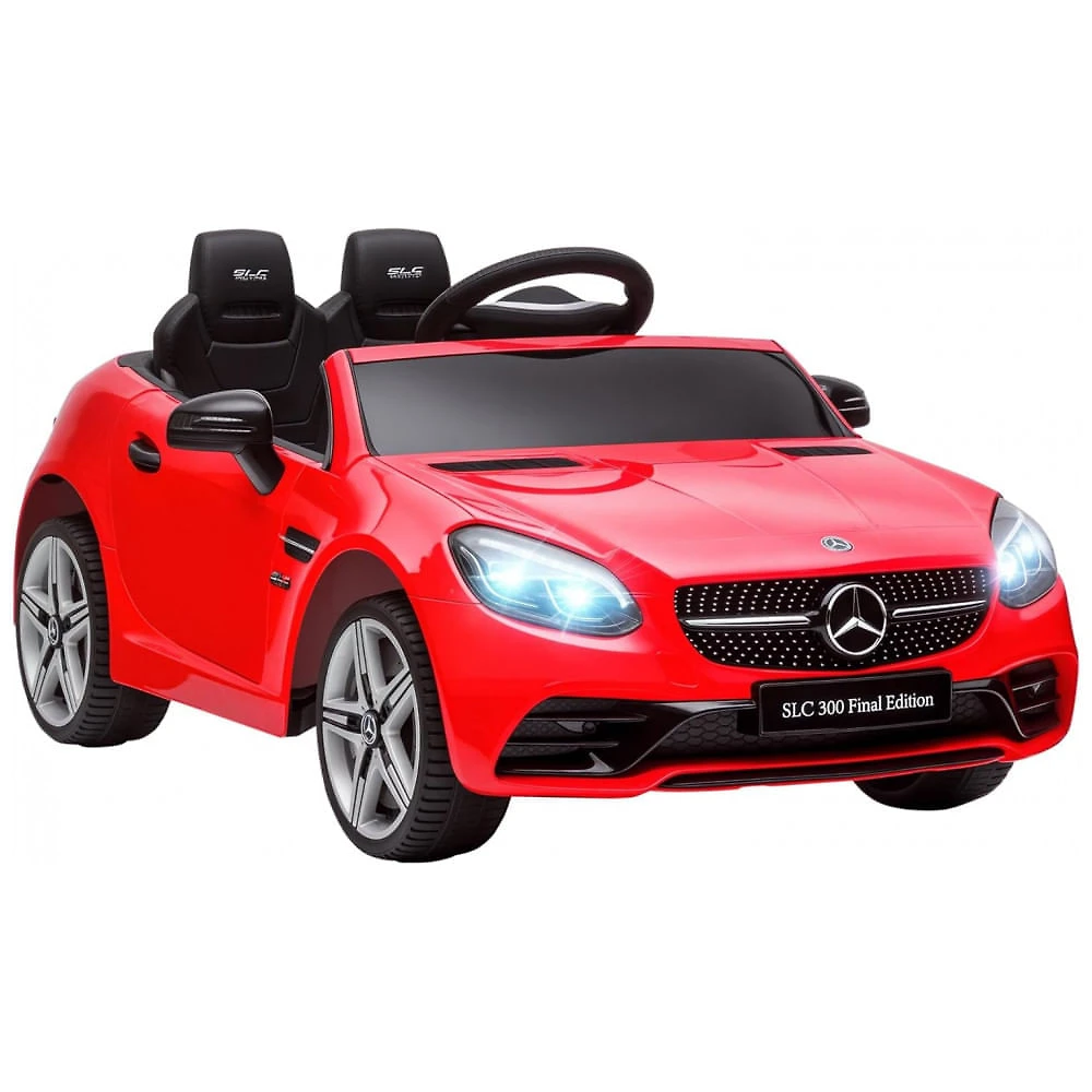 Carro Elétrico Infantil Licenciado Aosom Mercedes SLC 300 12V Vermelho com Controle Remoto, Música, Luzes LED e Suspensão - Para Crianças de 3 a 6