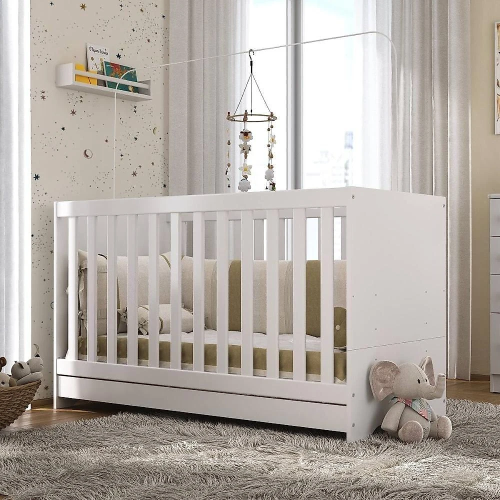 Berço 3 Em 1 Para Colchão 60x130cm Pipoca Multimóveis Bb0527 Branco