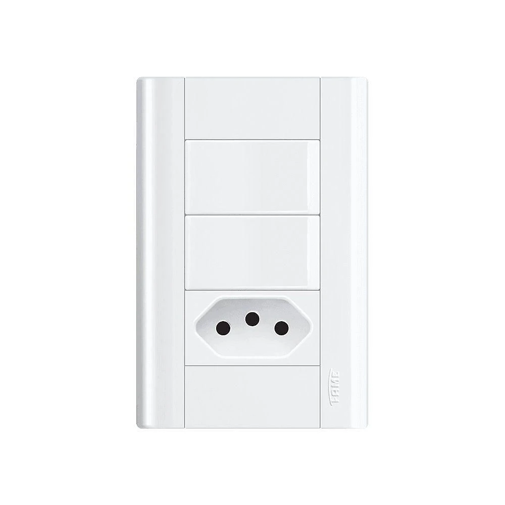 Interruptor Simples Duplo E Tomada 2p+t 10a Fame Modulare Com Placa 4x2 Branco