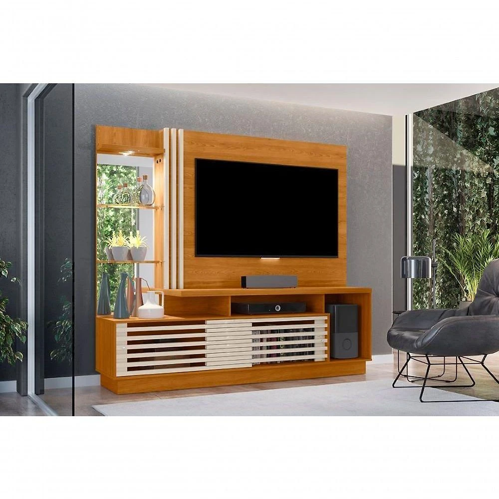 Estante Frizz Plus 2 Portas 2 Prateleiras MDP 200CM Cinamomo e Off White Madetec