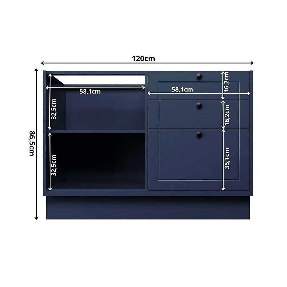 Cozinha Compacta Modulada 7 Portas 3 Gavetas 100% Mdf 2 Tampos Sevilha Azul Órion