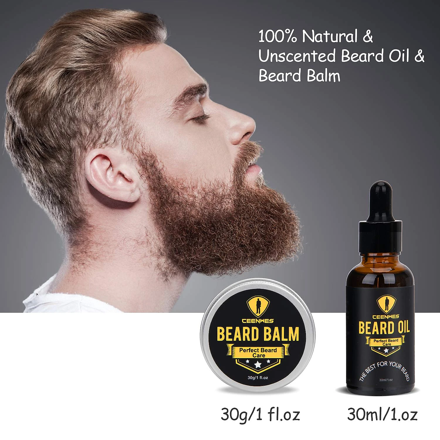 Ceenwes Kit para Barba Profissional Portátil com Cera e Pente 7 Itens