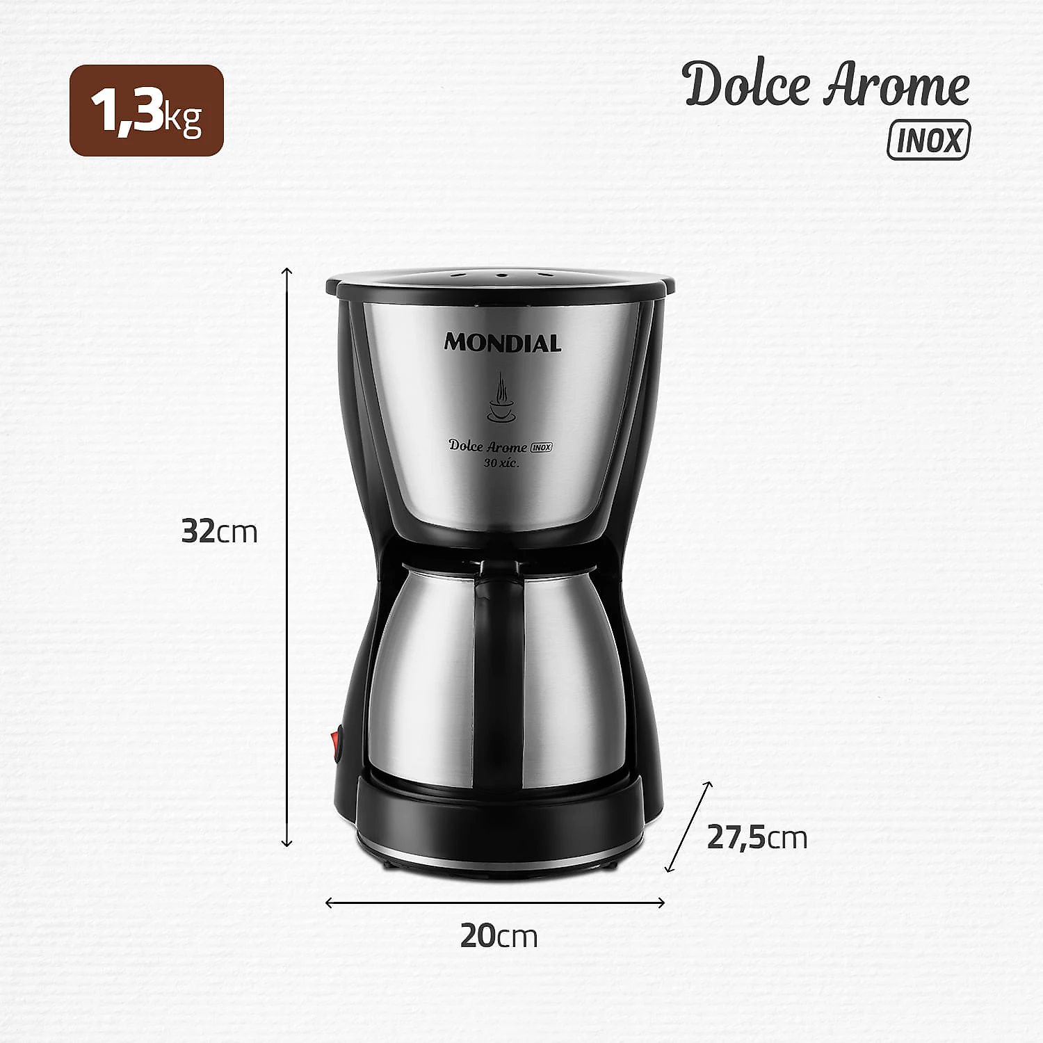Cafeteira Elétrica Mondial Dolce Arome C-37JI-30X CAFETEIRA-127V-PRETO/INOX