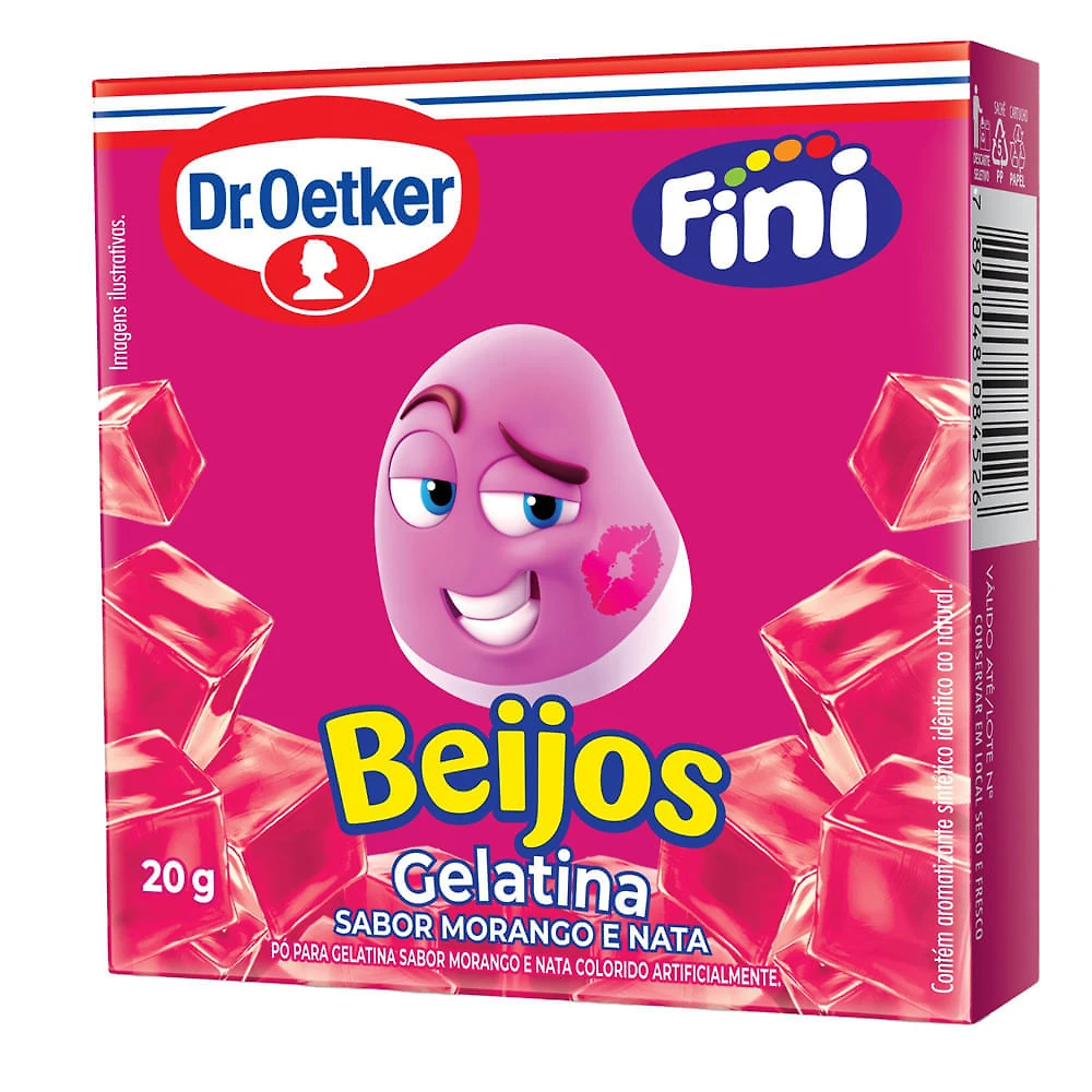 Gelatina Dr. Oetker Fini Beijos Sabor Morango e Nata 20g