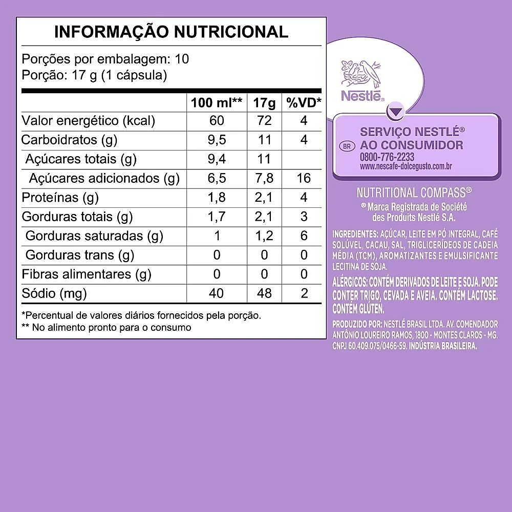 Cápsulas de Café Mochaccino Avelã Nescafé Dolce Gusto 10 Unidades
