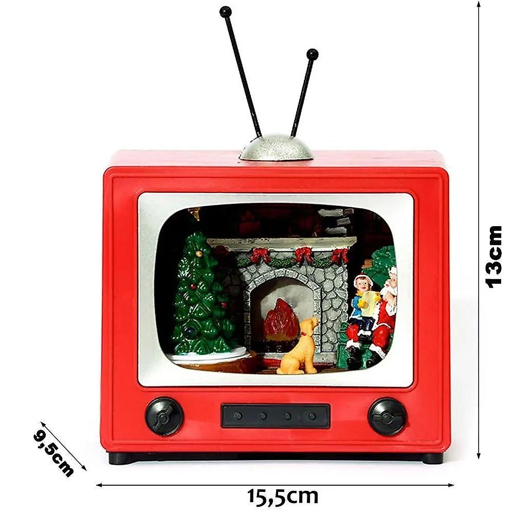 Enfeite Televisao Natal Papai Noel Natalino Musica Som Led Natalino Festa Evento Fim De Ano Decoraçao Tv Retro Vintage