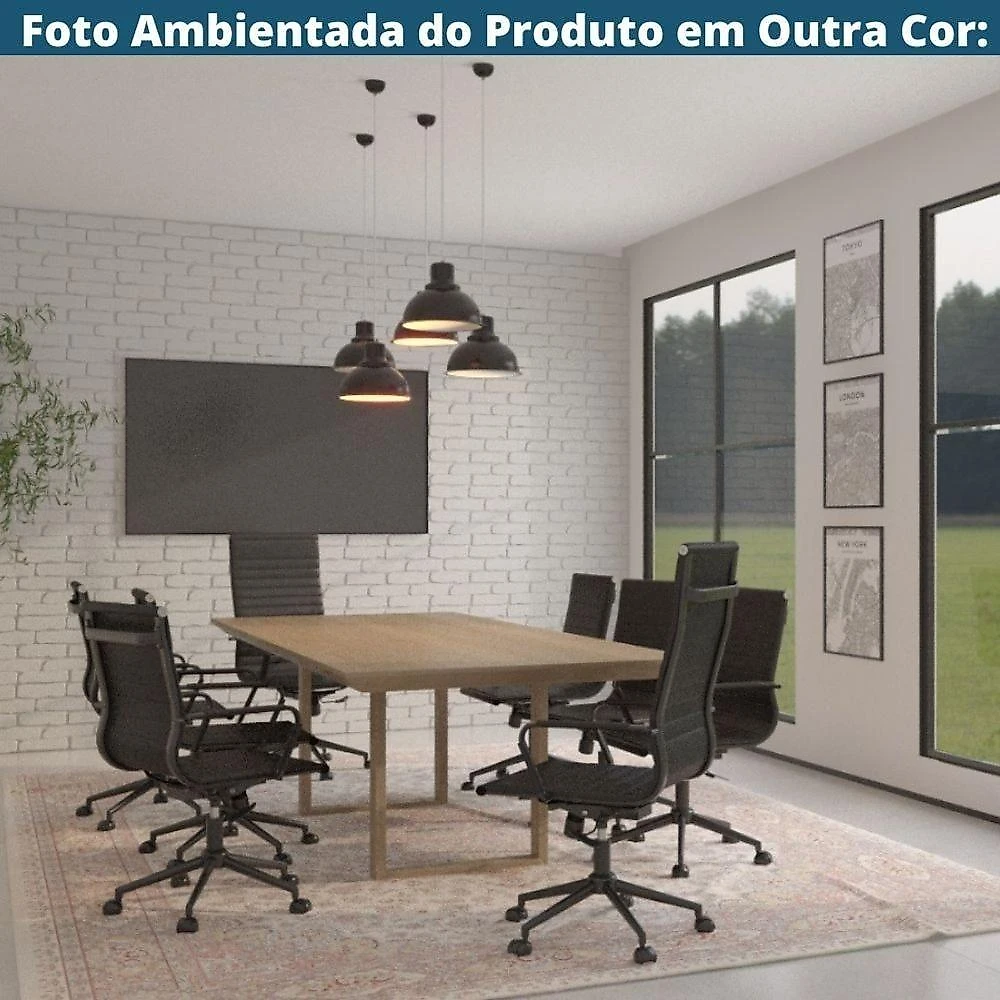 Kit 2 Cadeiras Escritório Manhattan Black Esteirinha Presidente Fratini Pu Cinza Base Rodízio Preto