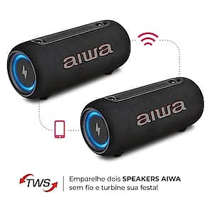 Caixa de Som Portátil Aiwa Speaker AWS-SP-04-LB 40W Bluetooth IPX5 LED Color Lights