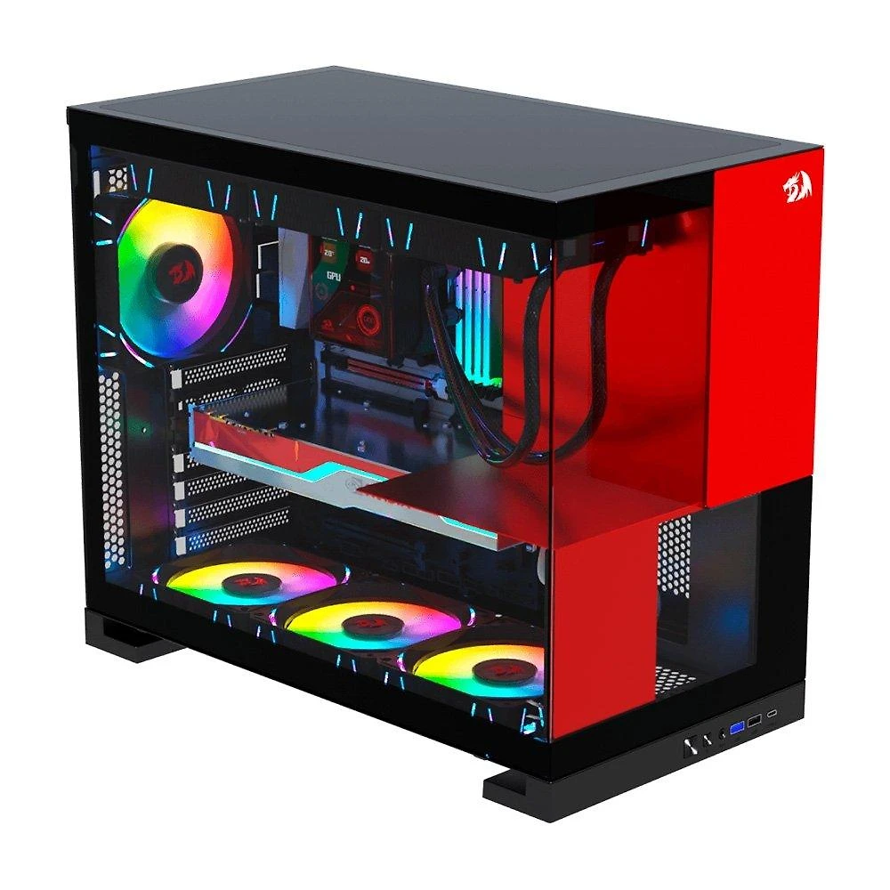 Miniatura Gabinete Gamer Redragon Eternal P&V, Mid Tower, ARGB, ATX, Lateral em Vidro, Preto e Vermelho - CA-612BR