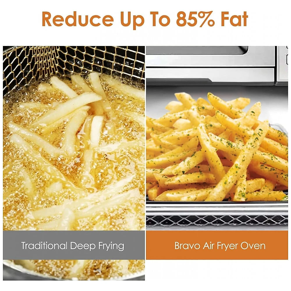 Forno elétrico de bancada Nuwave Bravo XL Grill inox 28 L, air fryer, convecção, grill, 100 funções, 50–260 °C, 110V