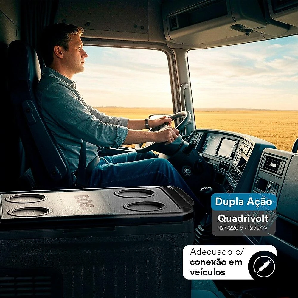 Freezer e Geladeira Portátil EOS 38 Litros Dupla Ação Quadrivolt Preto EFC41 110V/220V/12V/24V