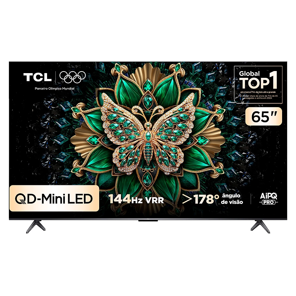 Smart TV TCL 65 Polegadas QD-Mini LED 4K C6K WiFi Bluetooth Google TV 4 HDMI 144Hz HDR10+ 65C6K