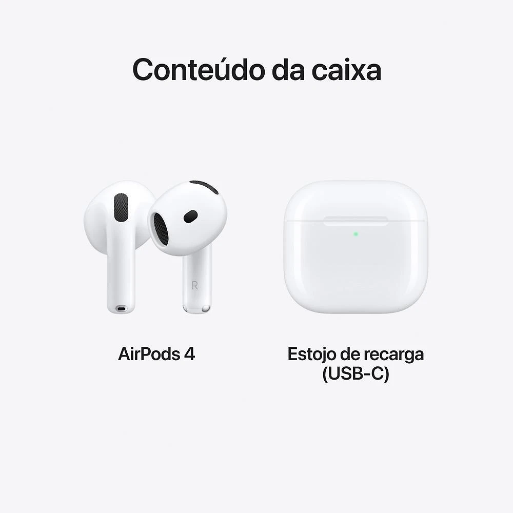 Miniatura AirPods 4 Apple com Estojo de Recarga USB-C, Branco - MXP63BZ/A