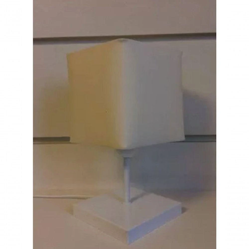 Abajur Luminária Mesa Quarto Sala Moderno Vivare Md-2008br Cúpula Em Tecido - Bivolt Branco-algodão-crú 127/220v