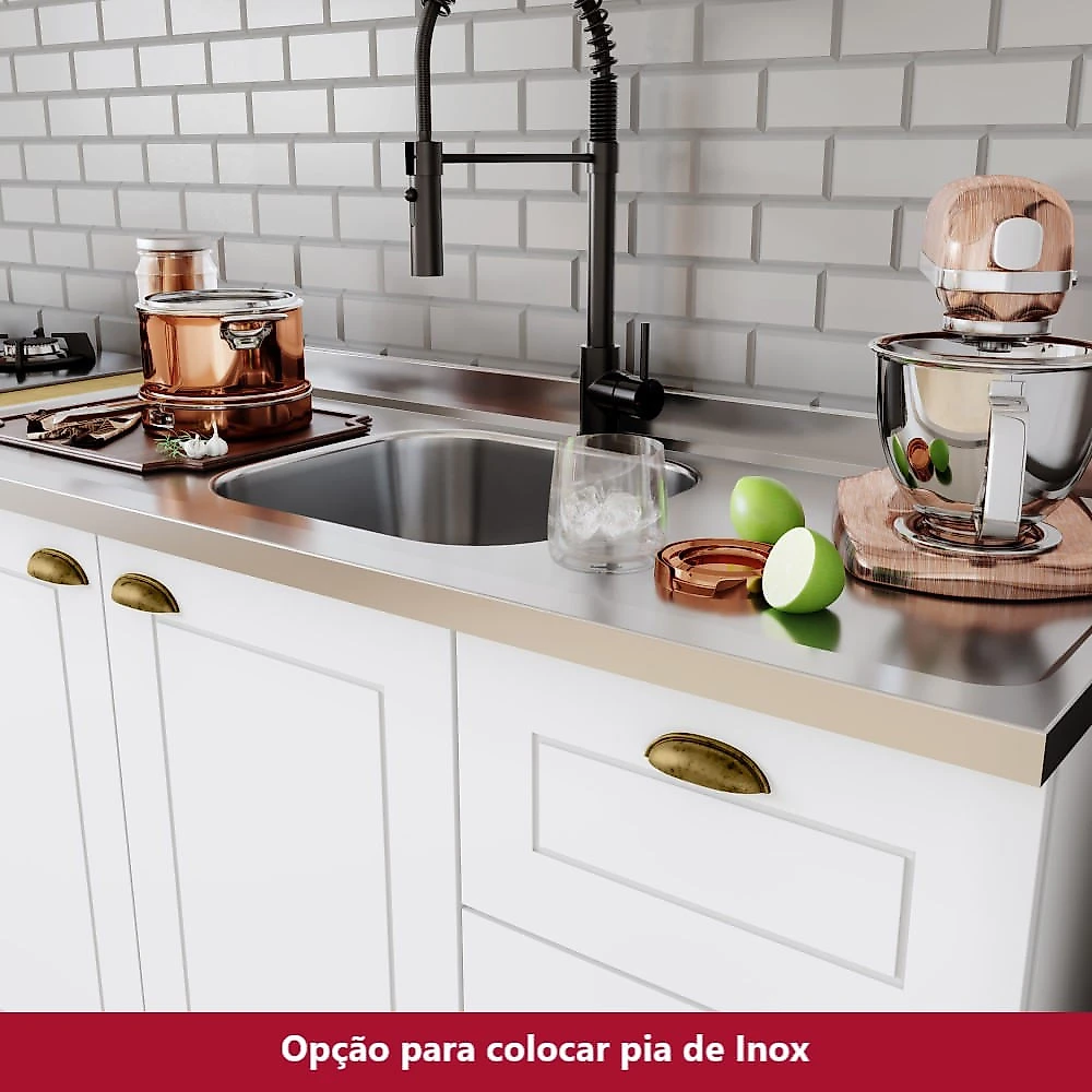 Cozinha Completa 04 Peças com Aéreo 03 Portas Americana Henn Branco HP