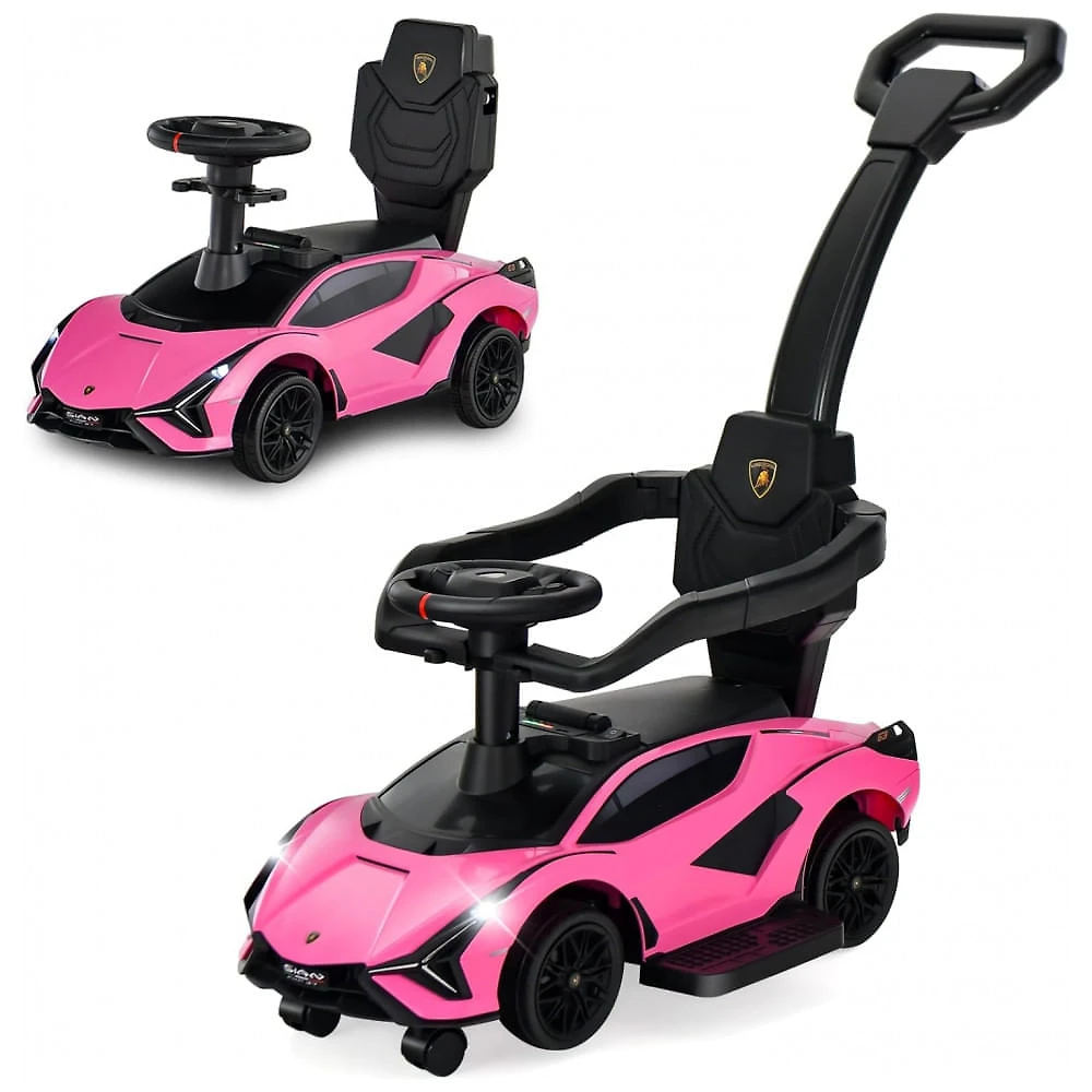 Carrinho de Passeio Infantil 3 em 1 com Rodas Universais, Alça, Guarda Corpos Removíveis e Música, OLAKIDS La...
