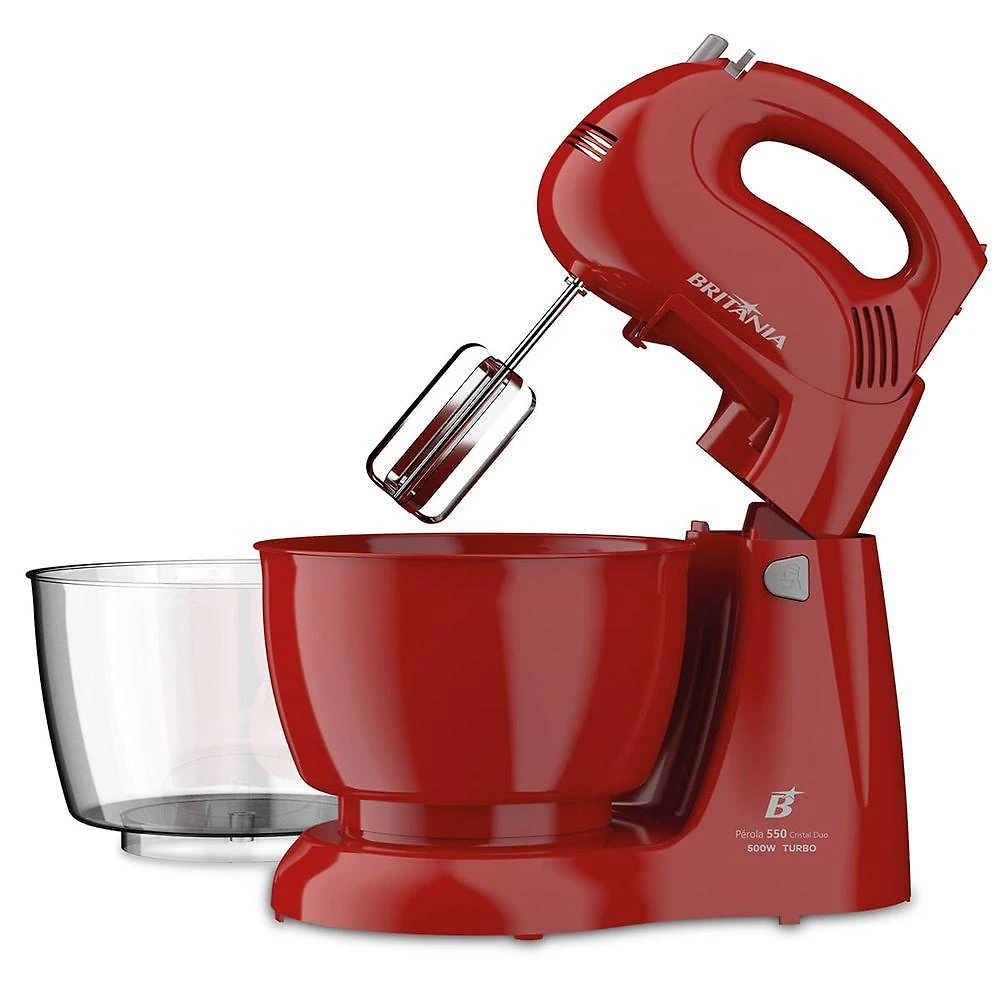 Miniatura Batedeira Britânia Perola 550 Cristal Duo Turbo 2 Tigelas 500W 220V