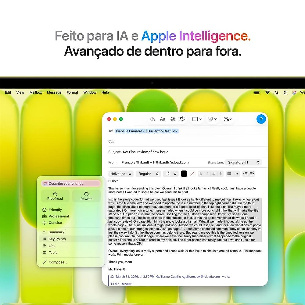 MacBook Neo Apple 13" Chip A18 Pro CPU de 6 núcleos GPU de 5 núcleos 512GB Touch ID- Amarelo-cítrico