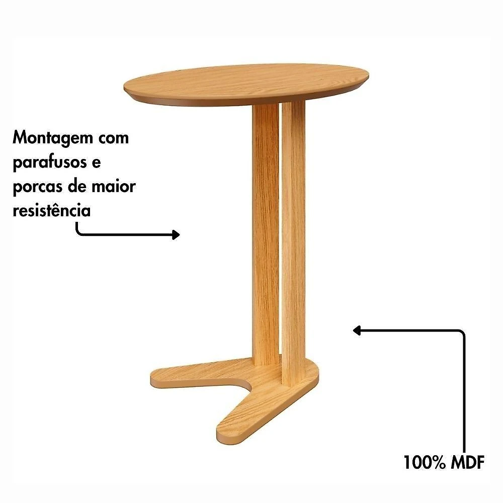 Mesa Auxiliar Nature Redonda MDF 40CM Rosê Dalla Costa webcontinental-7899676650212