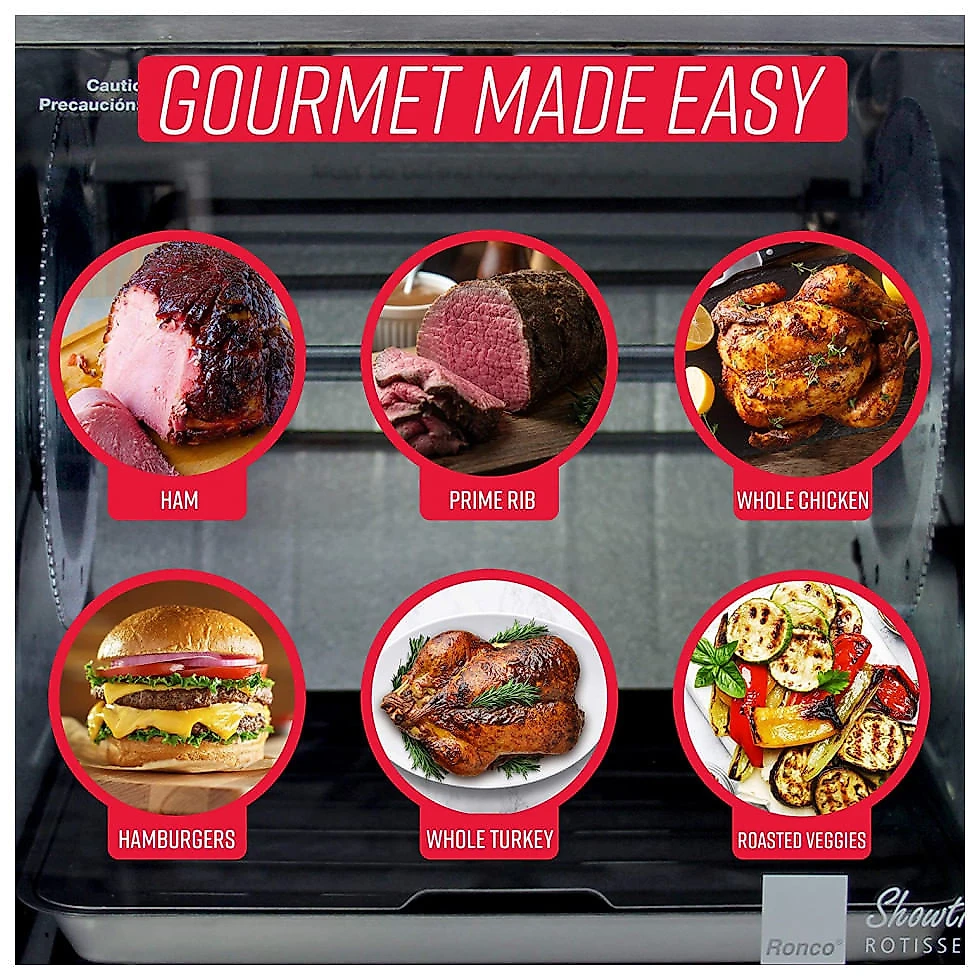 Churrasqueira Grill Rotisserie com Temperatura Ajustável, 110V 1500W, Ronco 5500, Prata