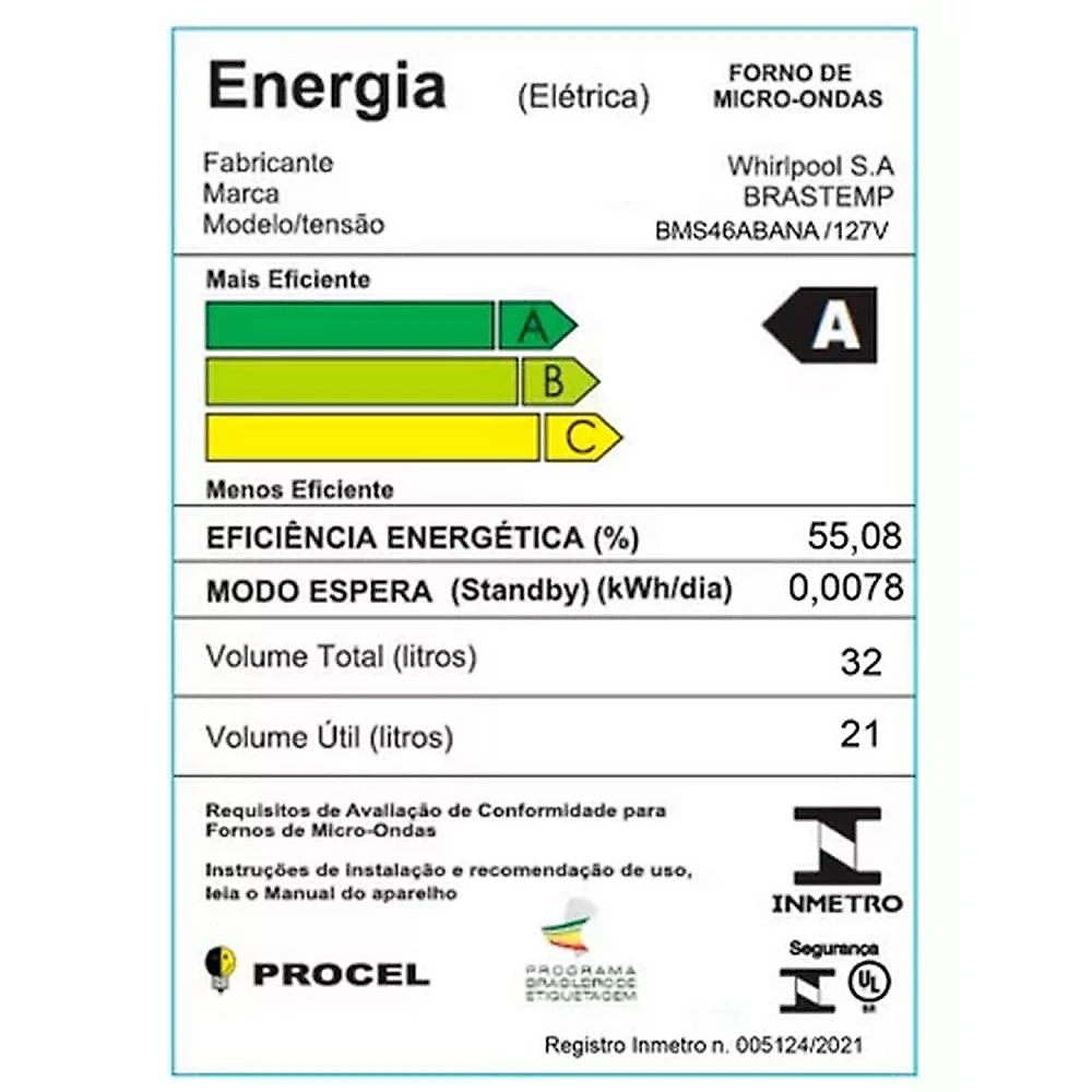 Microondas 32 Litros com Menu Gourmet 900W BMS46AB Brastemp Branco - 110V