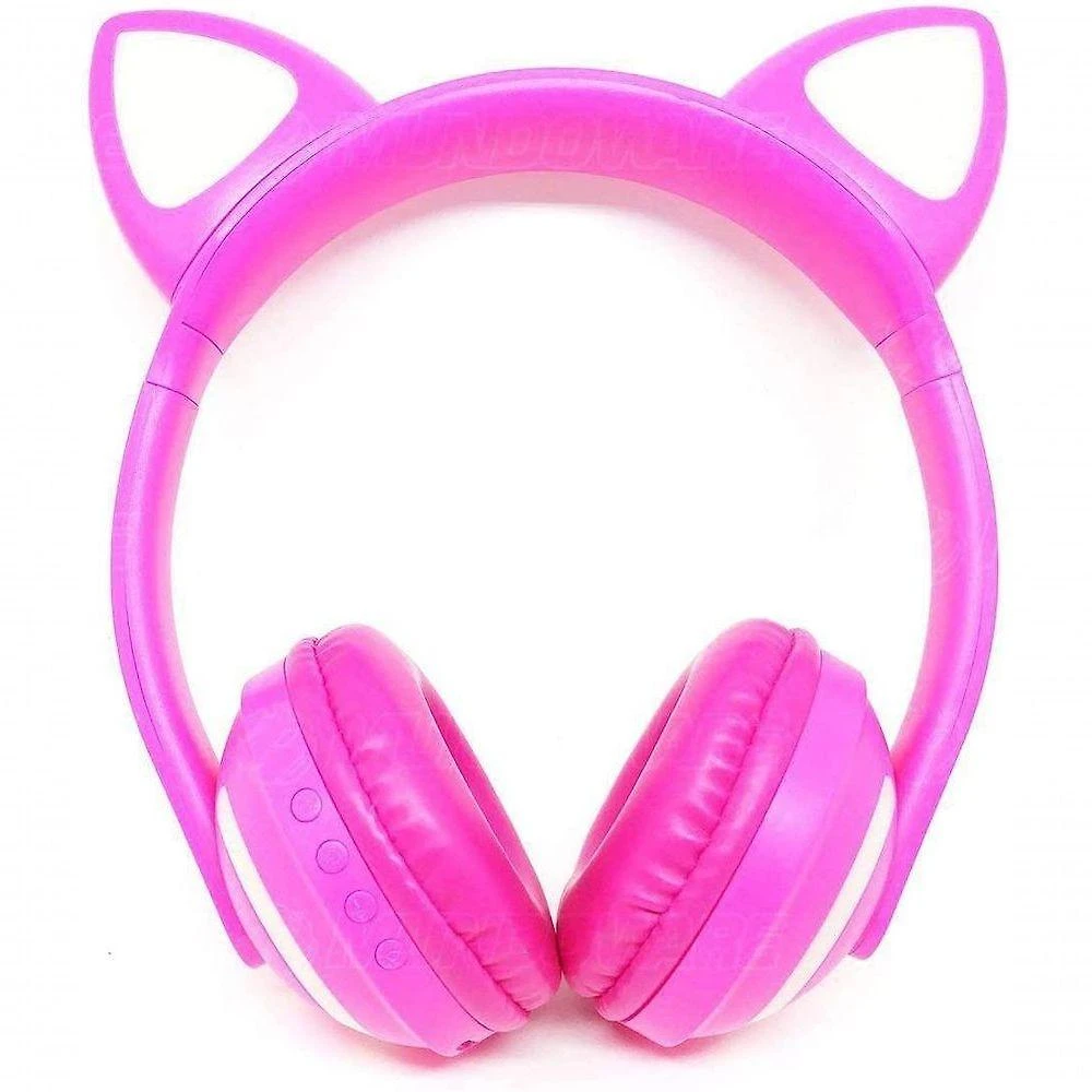 Headphone Bluetooth Orelhas Led Fone Gatinho Bt Rosa